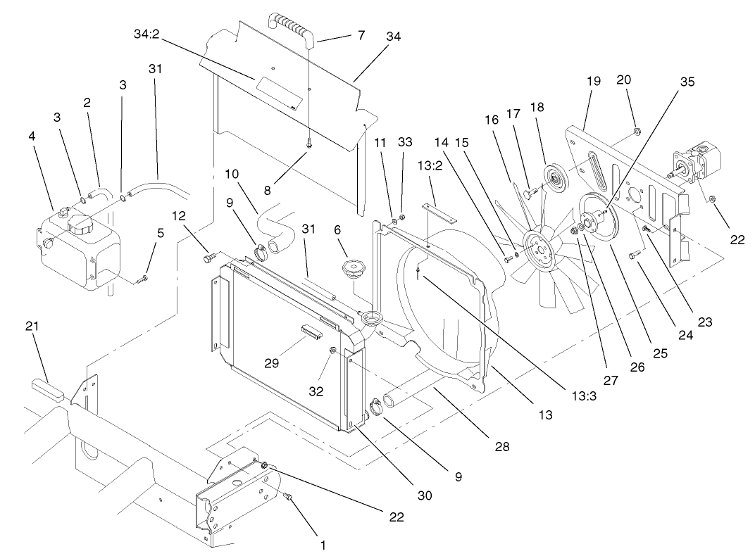 Radiator and Hydraulic Pump Assembly