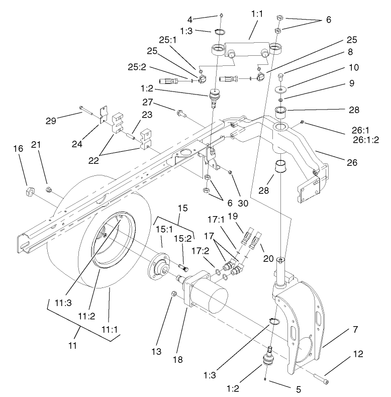Rear Fork and Tire Assembly