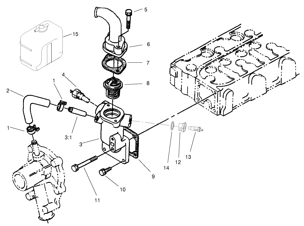 Water Flange and Thermostat Assembly
