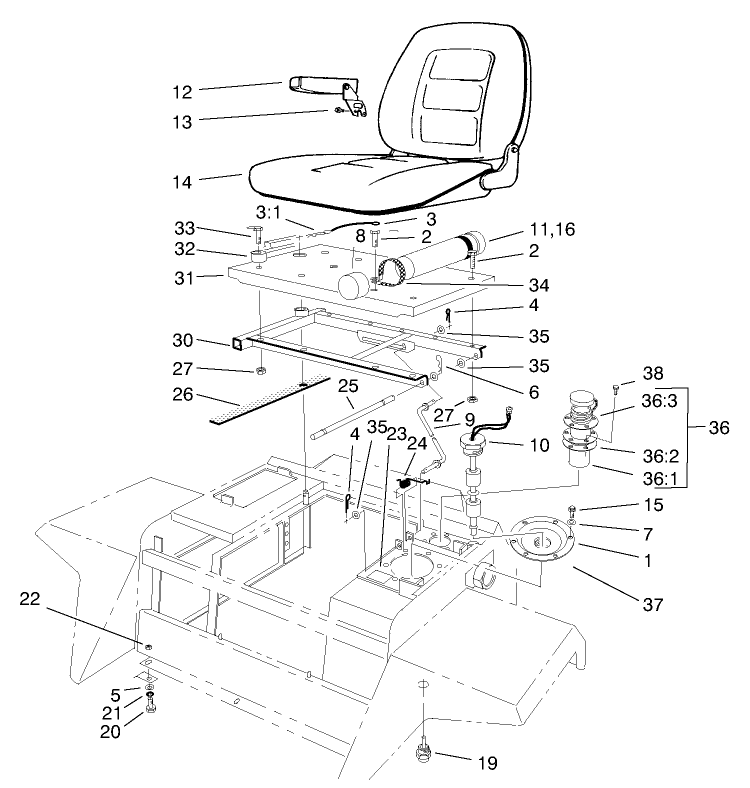 Seat Platform and Filler Cap Assembly