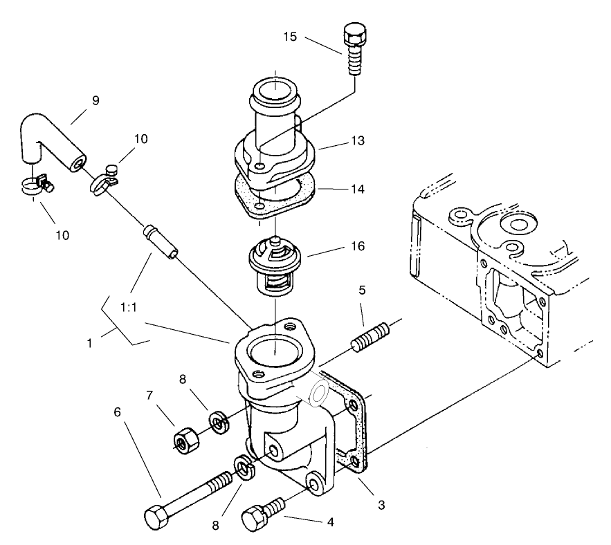 Water Flange and Thermostat Assembly