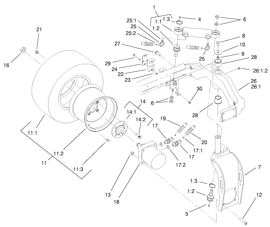 Rear Fork and Tire Assembly