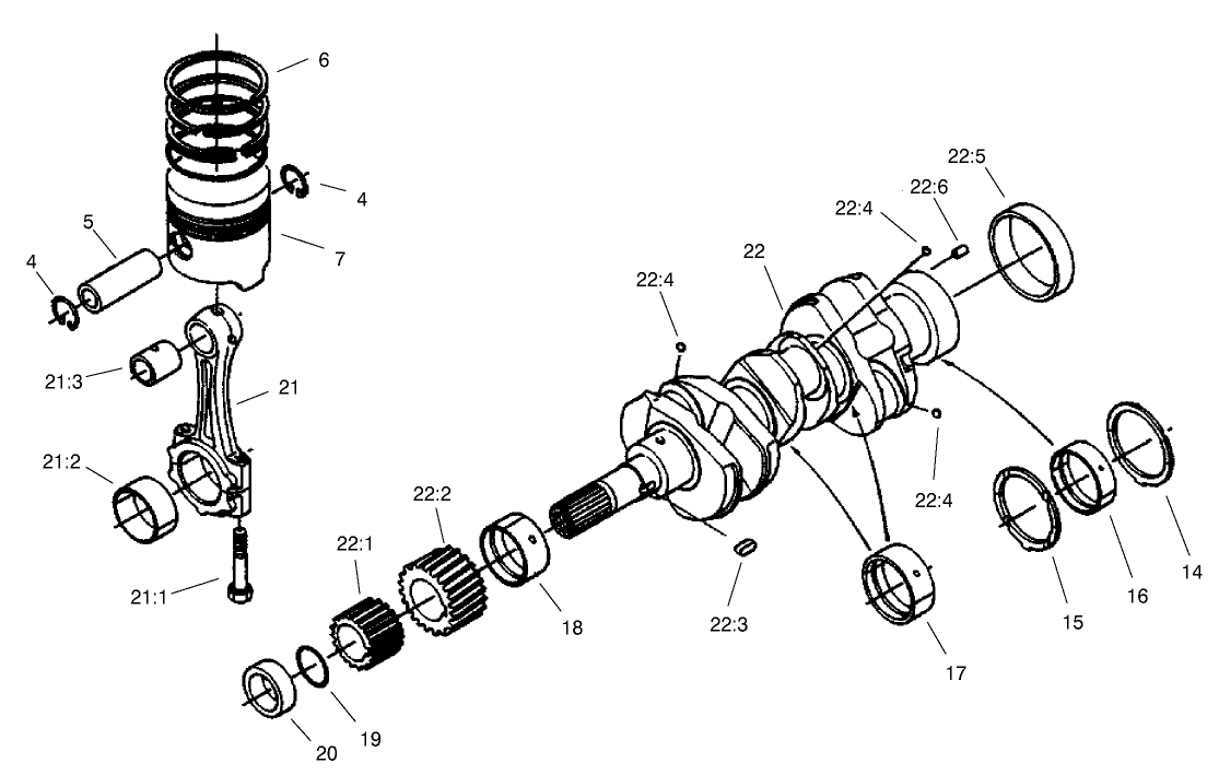 Piston and Crankcase Assembly