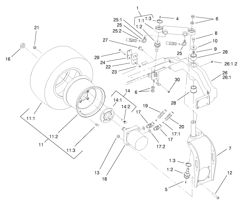Rear Fork and Tire Assembly