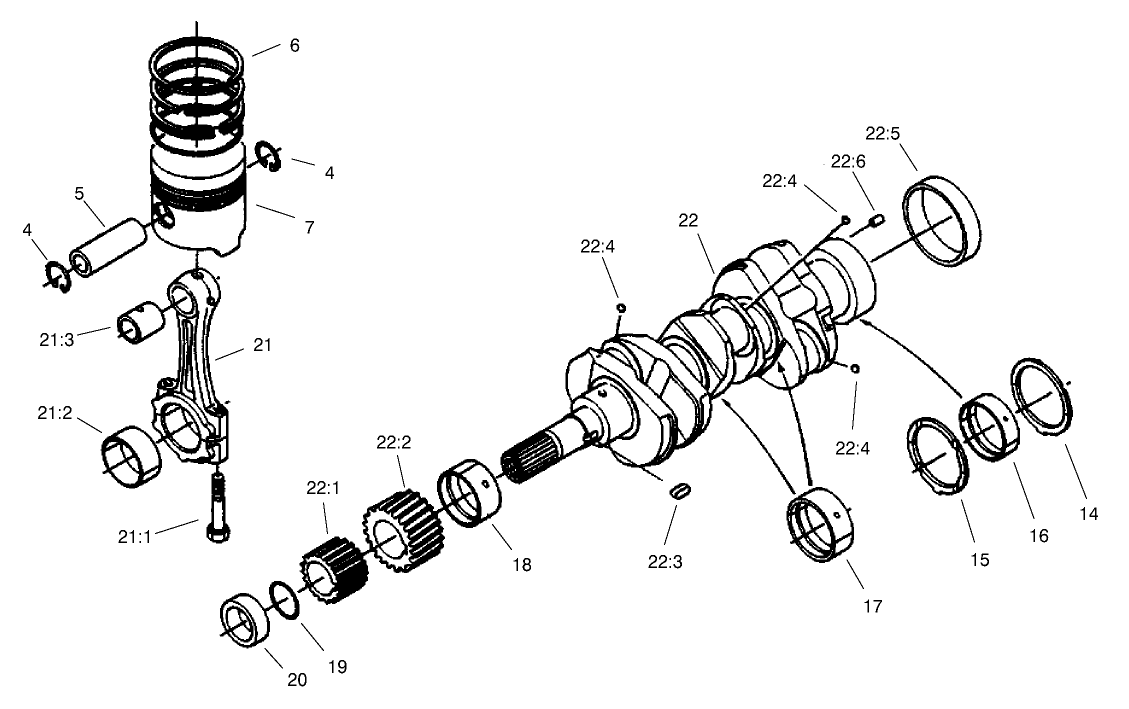 Piston and Crankcase Assembly