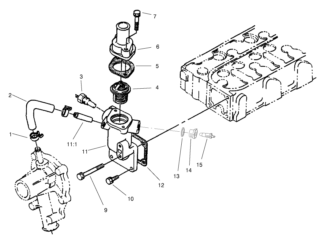 Water Flange and Thermostat Assembly