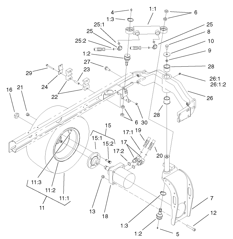 Rear Fork and Tire Assembly