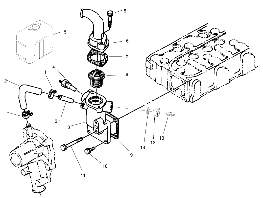 Water Flange and Thermostat Assembly