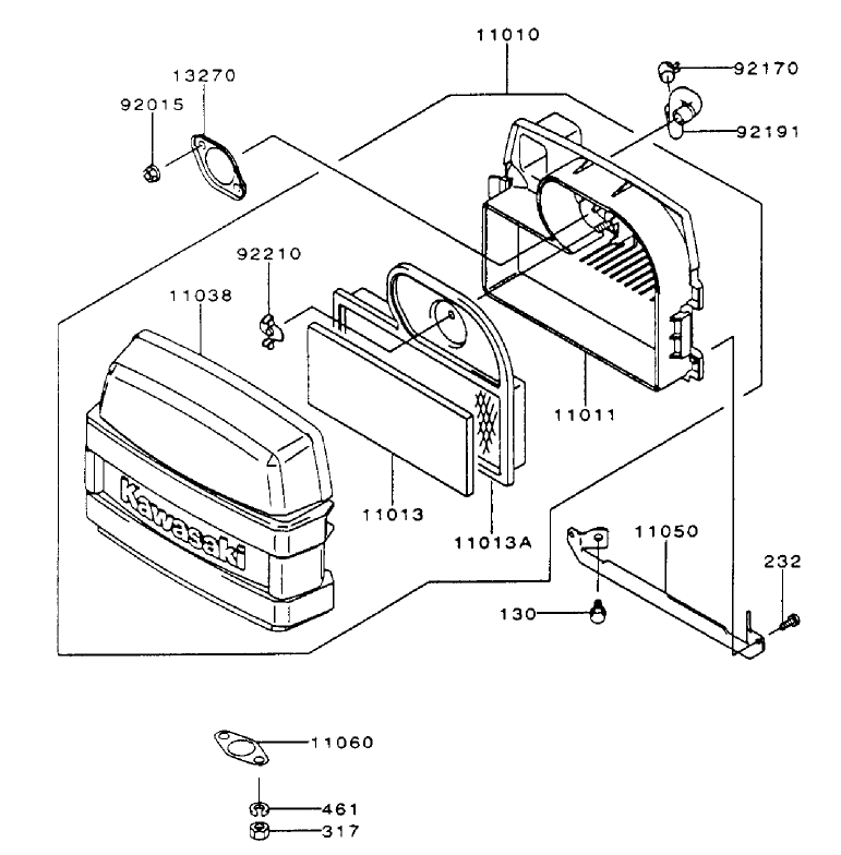 Air-Filter/Muffler Assembly Kawasaki FH500V-ES10