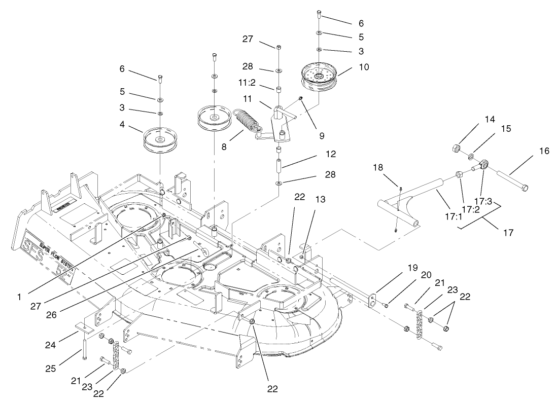 Idler, Pulley/Lift Strut and Chain Assembly