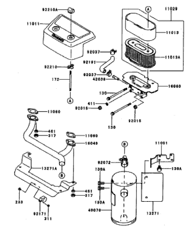 Air-Filter/Muffler Assembly Kawasaki FH601V-CS06
