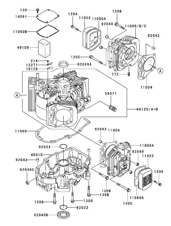 Cylinder/Crankcase Assembly Kawasaki FH680V-CS10