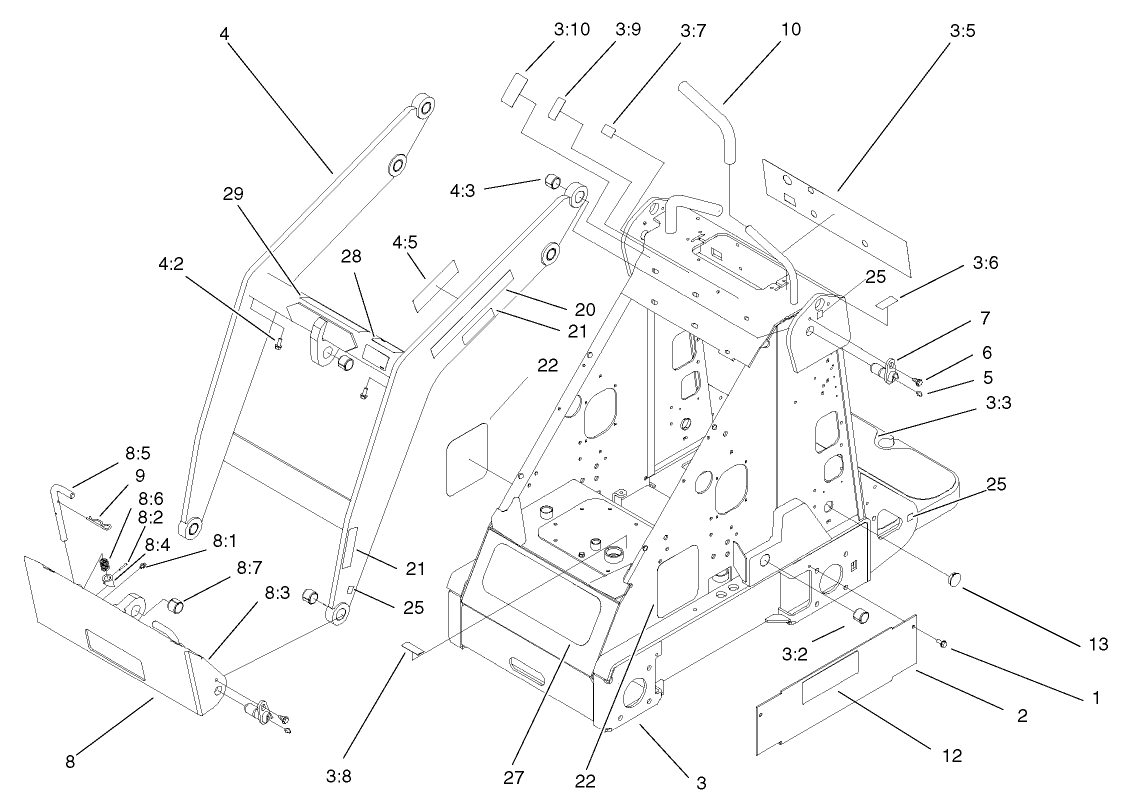 Frame and Loader Arm Assembly