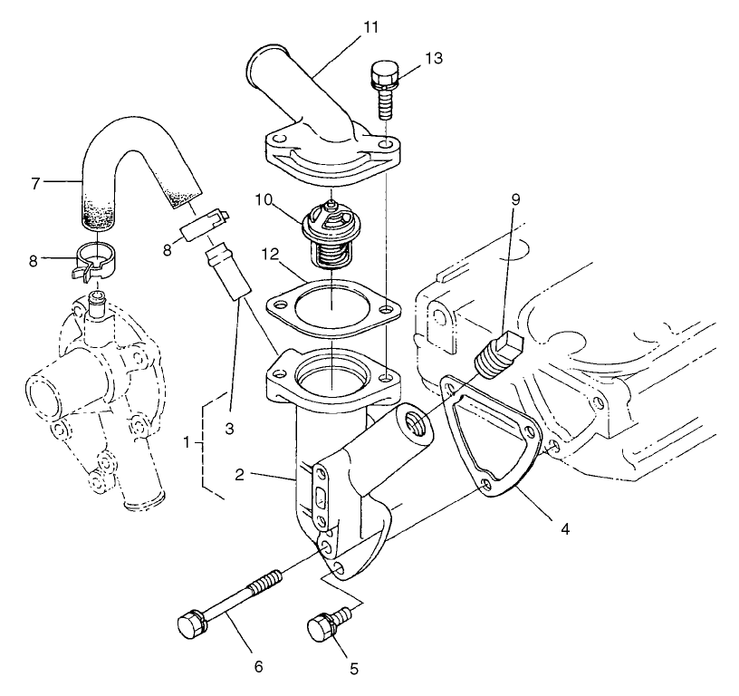 Water Flange and Thermostat Assembly