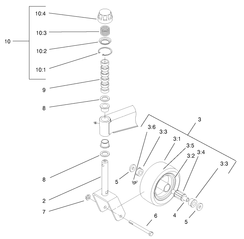 Fork Caster and Wheel Assembly