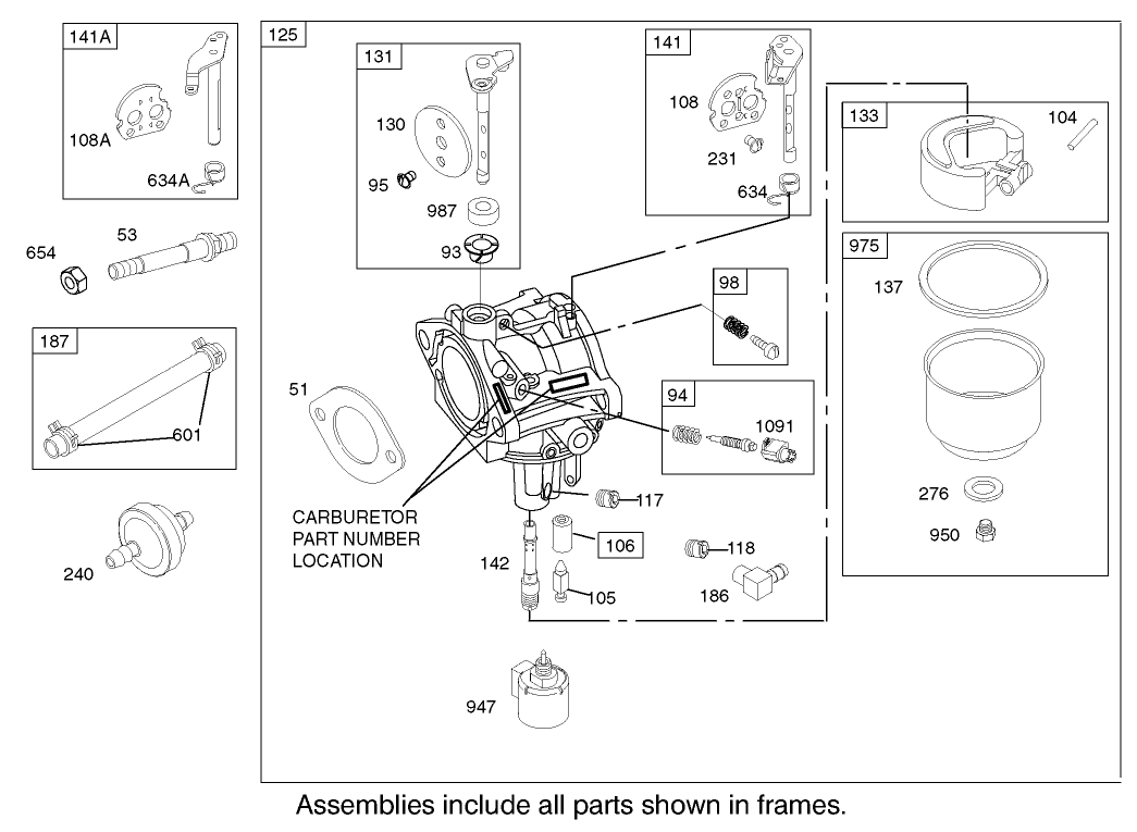 Carburetor Assembly  Briggs and Stratton Model 286h77-0121-e1