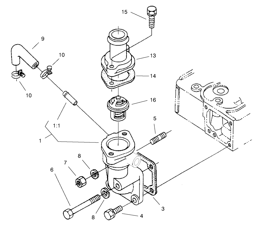 Water Flange and Thermostat Assembly