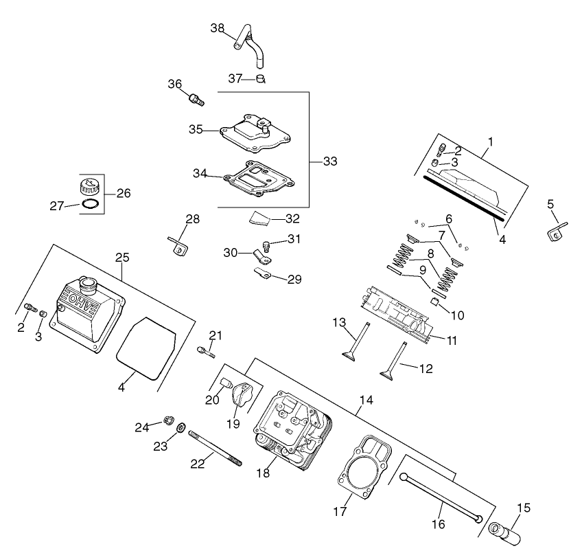 Group 4-Head/Valve/Breather Assembly Kohler CH20S-64670