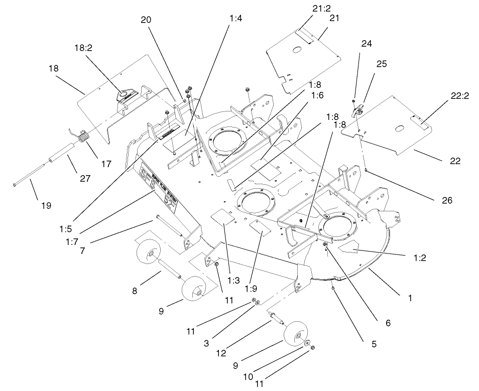 Deck, Deflector and Roller Assembly