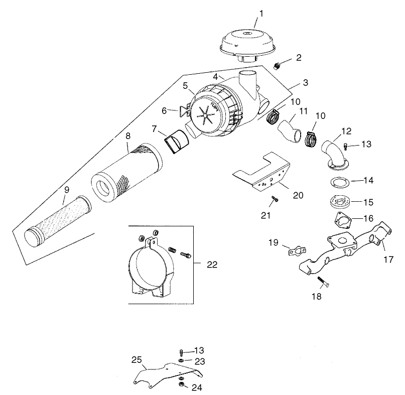 Group 10-Air Intake/Filtration Assembly Kohler CH25S-68695