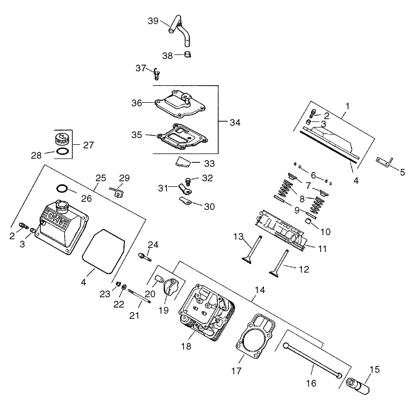 Group 4-Head/Valve/Breather Assembly Kohler CH25S-68695