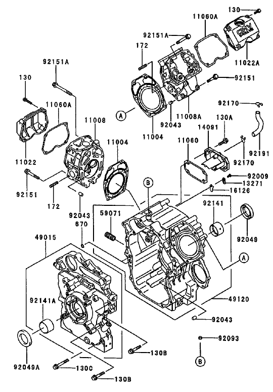 Cylinder/Crankcase Assembly Kawasaki FD750D-AS03