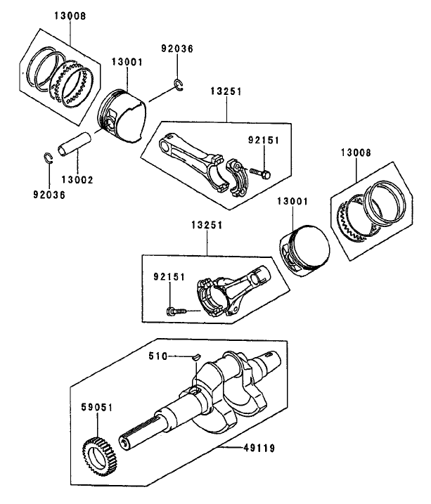 Piston/Crankshaft Assembly Kawasaki FD750D-AS03