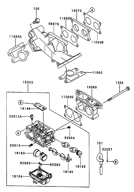 Carburetor Assembly Kawasaki FD750D-AS03