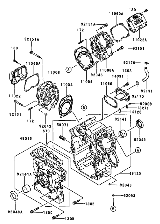 Cylinder/Crankcase (Kawasaki FD750D-AS03)