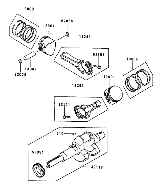 Piston/Crankshaft (Kawasaki FD750D-AS03)
