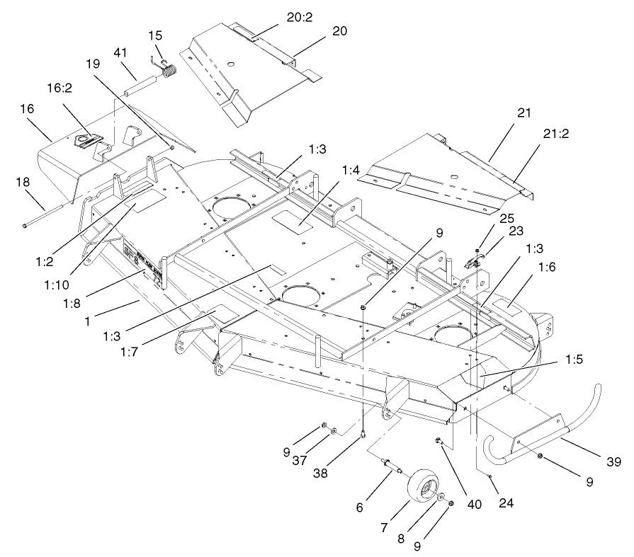 Deck, Deflector and Roller Assembly