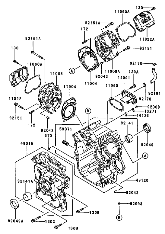 Cylinder/Crankcase (Kawasaki FD750D-AS03)