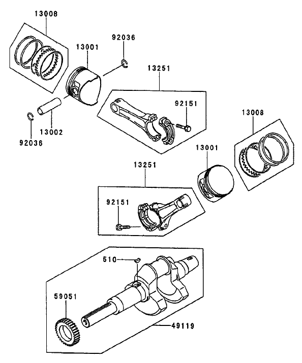 Piston/Crankshaft (Kawasaki FD750D-AS03)