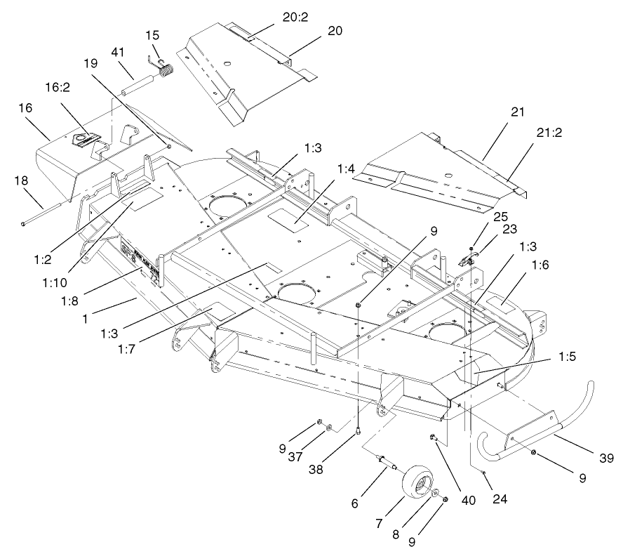 Deck, Deflector and Roller Assembly