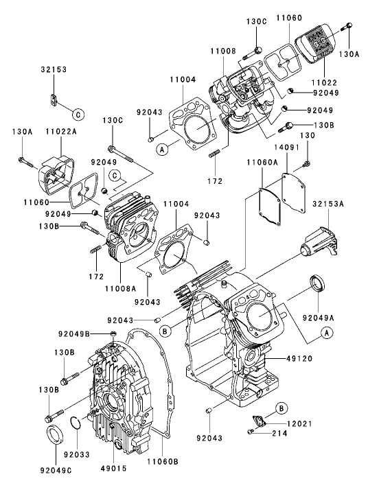Cylinder/Crankcase Assembly Kawasaki FH721D-AS05