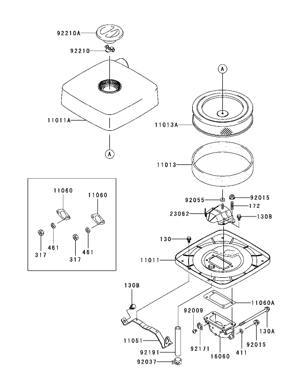 Air Filter/Muffler Assembly Kawasaki FH721D-AS05