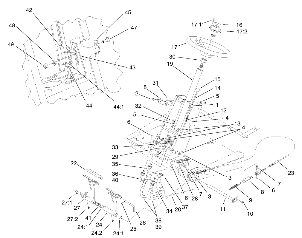 Power Steering and Brake Pedal Assembly