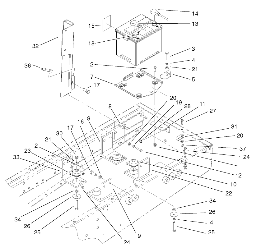 Battery and Engine Mount Assembly