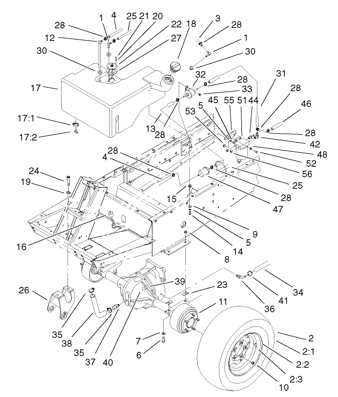 Fuel Tank and Front Axle Assembly