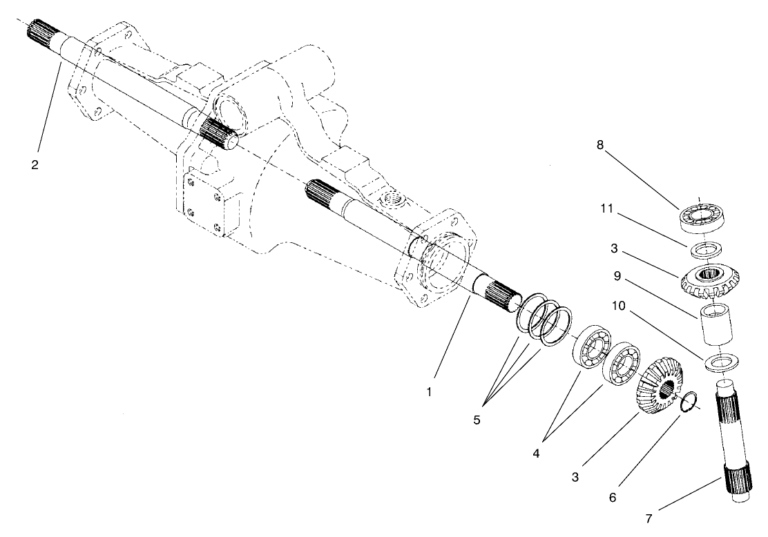 4 Wheel Drive Rear Axle Assembly No. 95-7501 (Continued) Bevel Gear Shaft Assembly (only on: 30242)