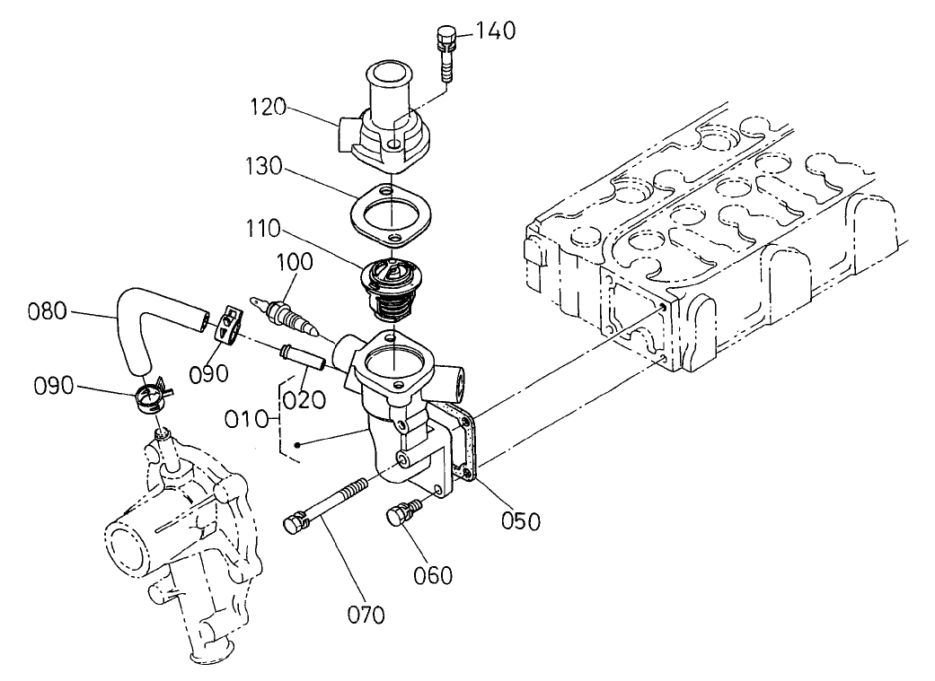 Water Flange and Thermostat Assembly