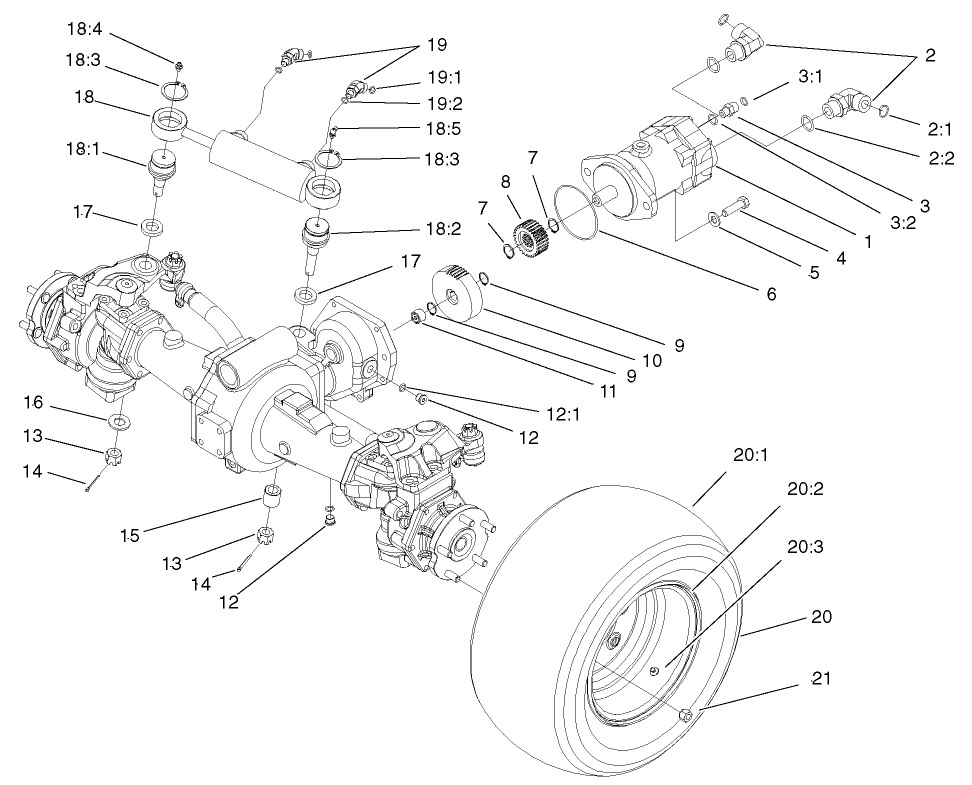 Rear 4WD Axle and Tire Assembly