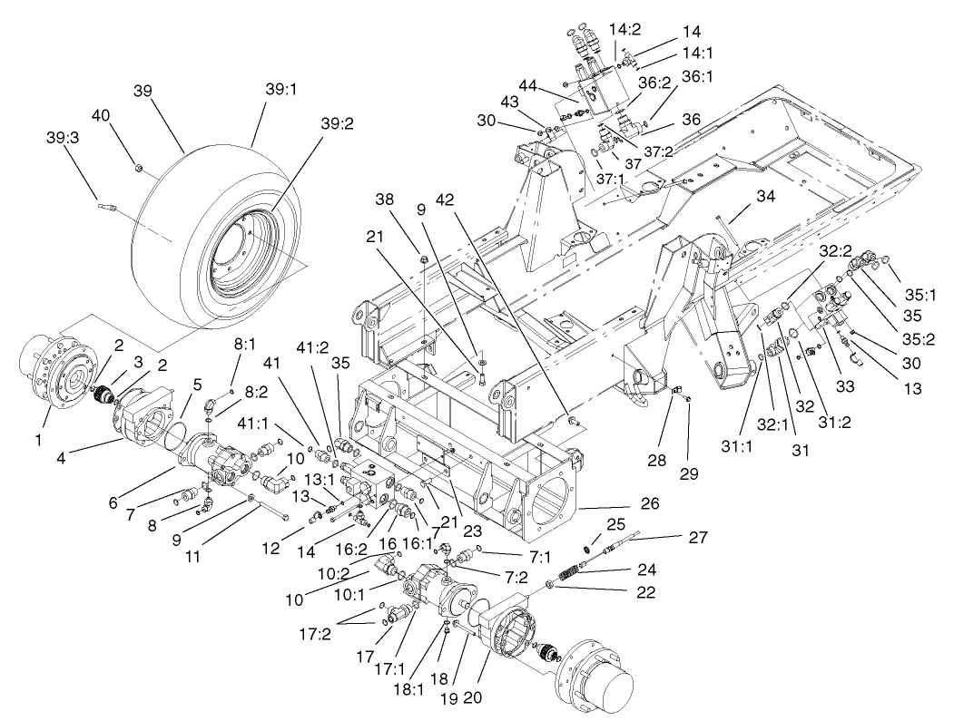 Planetary, Brake and Tire Assembly