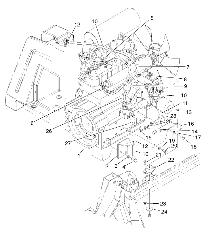 Engine and Mount Assembly