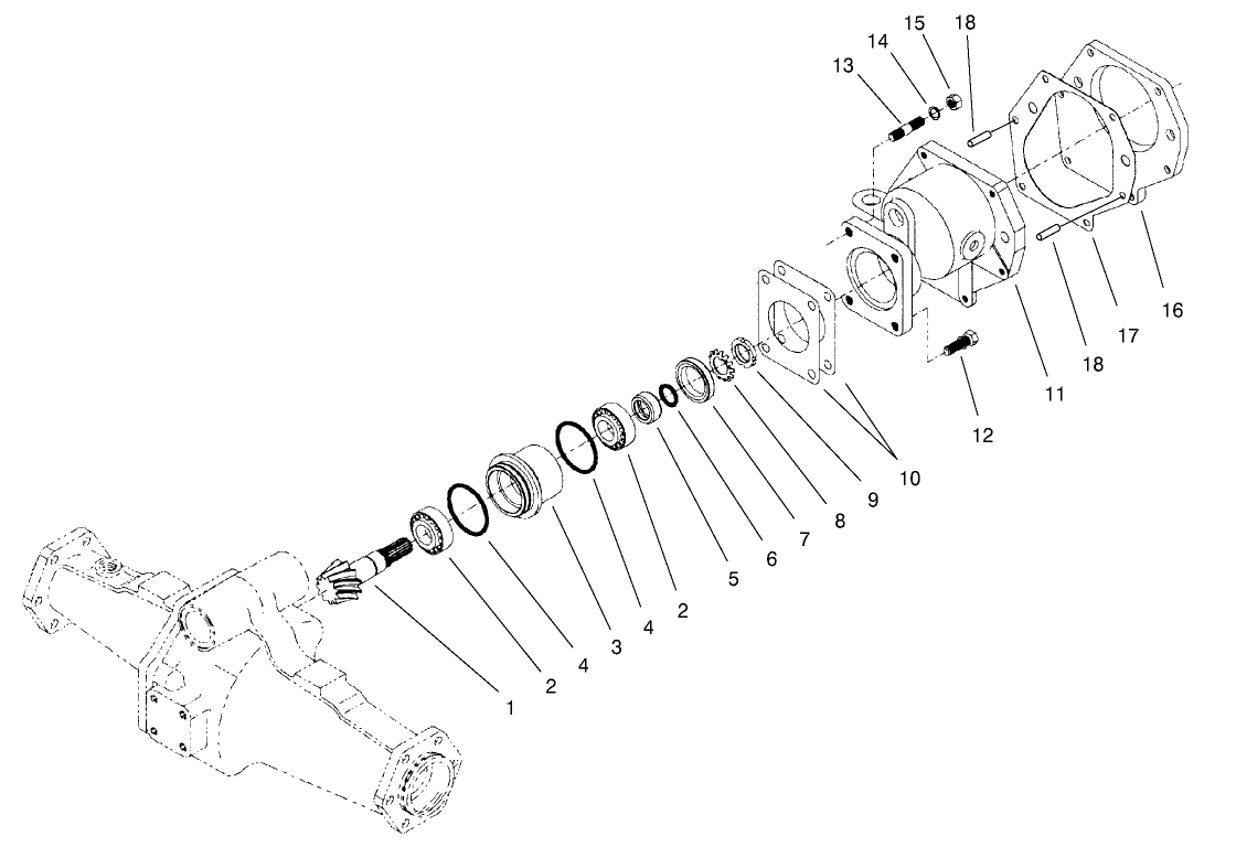 Rear Axle Assembly No. 100-3784 Bevel Pinion Shaft Assembly