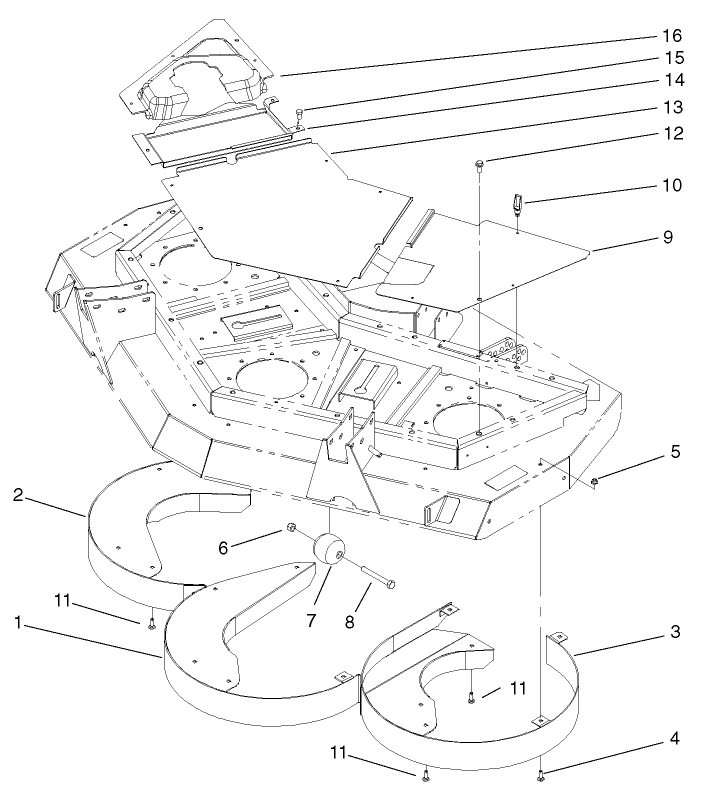 Rear Discharge Chamber and Cover Assembly (Front Deck)