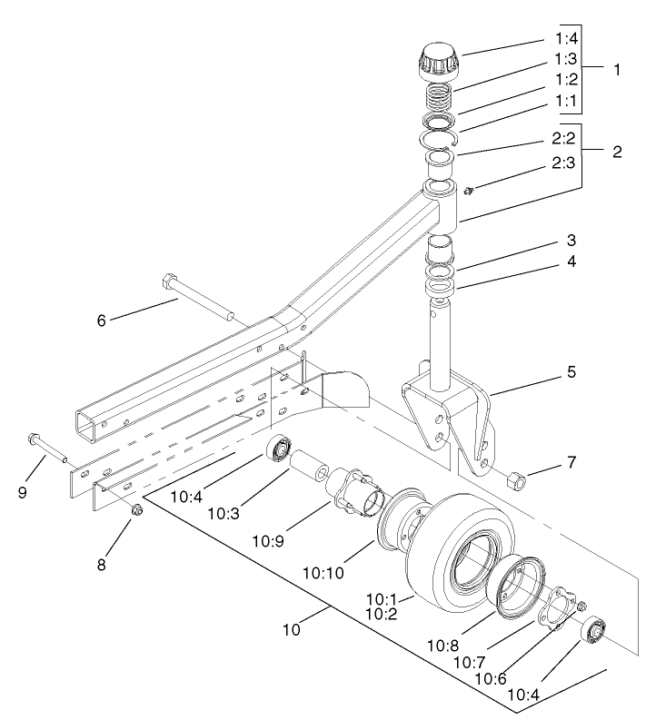 Castor Arm and Tire Assembly (RH and LH Deck)