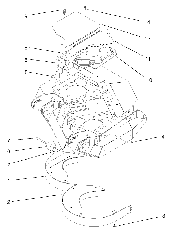Rear Discharge Chamber and Cover Assembly (LH Deck)