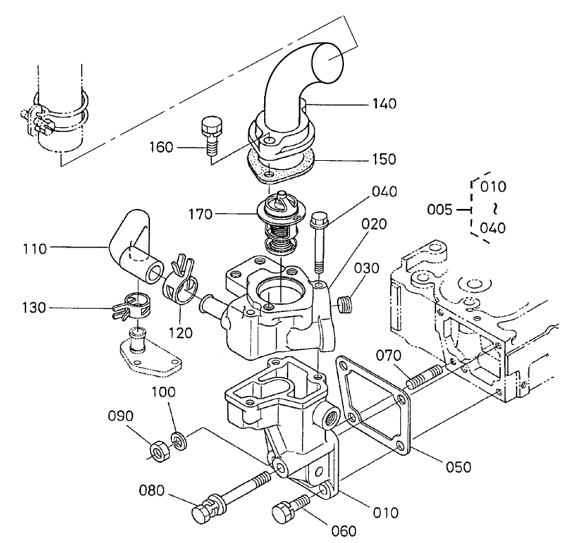 Water Flange and Thermostat Assembly
