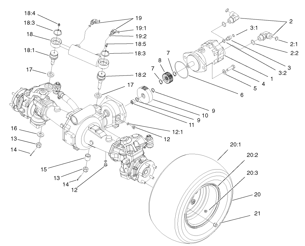 Rear 4WD Axle and Tire Assembly